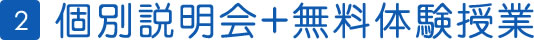 2.個別説明会+無料体験授業